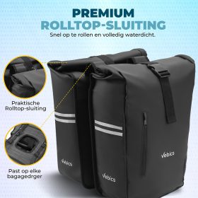 Vebics dubbele fietstas rolltop sluiting