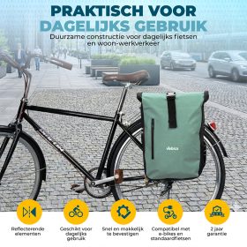 Vebics dubbele fietstas waterdicht mint dagelijks gebruik