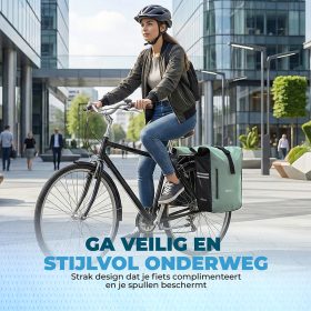 Vebics dubbele fietstas waterdicht mint onderweg