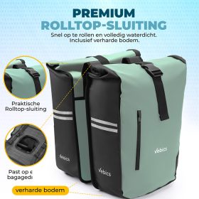 Vebics dubbele fietstas waterdicht mint rolltop